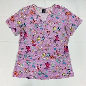 Tokidoki By Koi Scrub Top Womens Medium Colorful Medical Nurse Uniform V-Neck